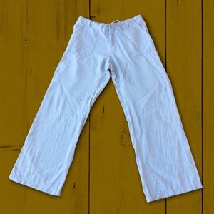 Linen High-Rise Just Living Small Women Light Gray Pants Drawstring Elastic